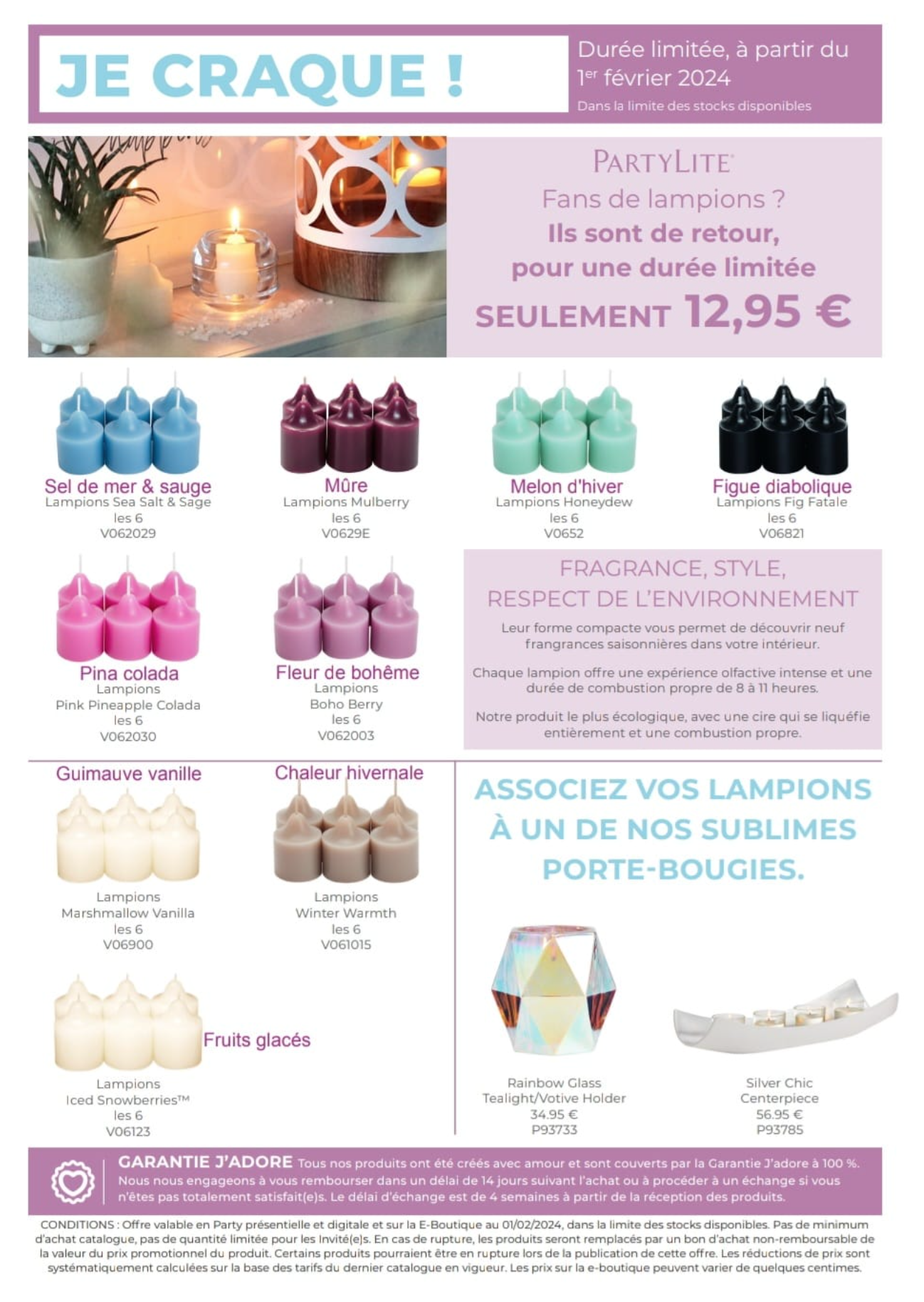 Boîte De 6 Lampions Parfumés PartyLite 'Ecume Des Mers' - Rares, Plus Au Catalogue, Neufs